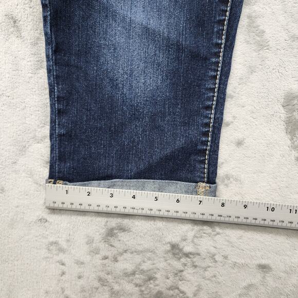 Vintage Y2K Rue 21 Jeans Womens 9/10 High Waisted Crop Multi Button Dark Wash - Picture 11 of 12